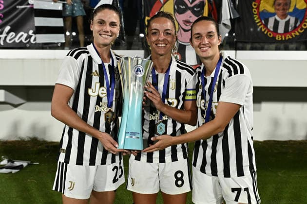 Mp Viareggio 19 09 2026 - finale WomenÕs Cup femminile Juventus-Roma foto Matteo Papinii Image nella foto: Cecilia Salvai-Martina Rosucci-Martina Lenzini 