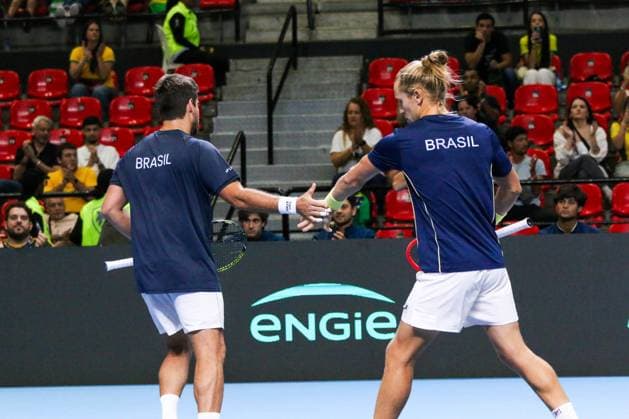 RECORD DATE NOT STATED Copa Davis - Orlando Luz and Rafael Matos (Brazil) vs. Jakub Paul and Dominic Stricker (Switzerland) Rio de Janeiro (RJ) 19 09 2026 - Davis Cup Brazil Switzerland Tennis - Doubles match between Brazilians Orlando Luz and Rafael Matos and Swiss Jakub Paul and Dominic Stricker, valid for the Davis Cup, at Farmasi Arena, in Barra da Tijuca, Rio de Janeiro.(Foto: Lucas Simonin Gomes Thenews2 imago images) SPO  Copyright: xLucasxSimoninxGomesx