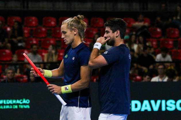 RECORD DATE NOT STATED Copa Davis - Orlando Luz and Rafael Matos (Brazil) vs. Jakub Paul and Dominic Stricker (Switzerland) Rio de Janeiro (RJ) 19 09 2026 - Davis Cup Brazil Switzerland Tennis - Doubles match between Brazilians Orlando Luz and Rafael Matos and Swiss Jakub Paul and Dominic Stricker, valid for the Davis Cup, at Farmasi Arena, in Barra da Tijuca, Rio de Janeiro.(Foto: Lucas Simonin Gomes Thenews2 imago images) SPO  Copyright: xLucasxSimoninxGomesx