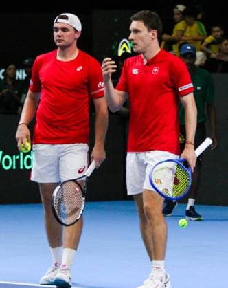 RECORD DATE NOT STATED Copa Davis - Orlando Luz and Rafael Matos (Brazil) vs. Jakub Paul and Dominic Stricker (Switzerland) Rio de Janeiro (RJ) 19 09 2026- Davis Cup Brazil Switzerland Tennis - Jakub Paul and Dominic Stricker, from Switzerland, during a doubles match against Brazilians Orlando Luz and Rafael Matos, for the Davis Cup, this Saturday (19), at the Farmasi Arena, in Rio de Janeiro.(Foto: Lucas Simonin Gomes Thenews2 imago images) SPO  Copyright: xLucasxSimoninxGomesx