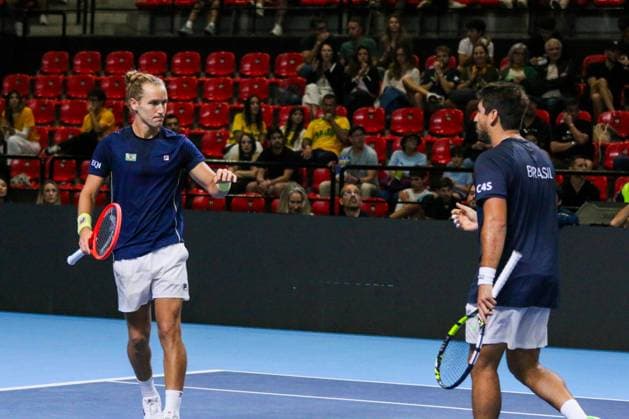 RECORD DATE NOT STATED Copa Davis - Orlando Luz and Rafael Matos (Brazil) vs. Jakub Paul and Dominic Stricker (Switzerland) Rio de Janeiro (RJ) 19 09 2026 - Davis Cup Brazil Switzerland Tennis - Doubles match between Brazilians Orlando Luz and Rafael Matos and Swiss Jakub Paul and Dominic Stricker, valid for the Davis Cup, at Farmasi Arena, in Barra da Tijuca, Rio de Janeiro.(Foto: Lucas Simonin Gomes Thenews2 imago images) SPO  Copyright: xLucasxSimoninxGomesx