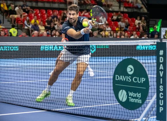 September 19, 2026, Rio De Janeiro, Rio De Janeiro, Brazil: Orlando Luz of Brazil Match action during the 2026 Davis Cup World Group I tie between Brazil and Switzerland, held at the Farmasi Arena in Rio de Janeiro, Brazil. Rio De Janeiro Brazil - ZUMAa293 20260919_zsp_a293_011 Copyright: xRicardoxAmaralx