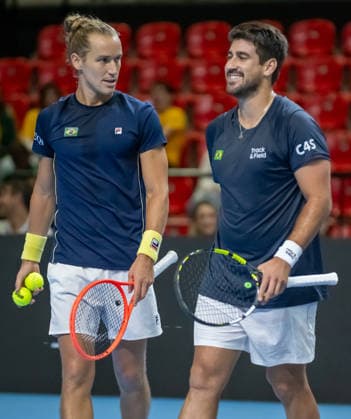 September 19, 2026, Rio De Janeiro, Rio De Janeiro, Brazil: Rafael Matos and Orlando Luz of Brazil Match action during the 2026 Davis Cup World Group I tie between Brazil and Switzerland, held at the Farmasi Arena in Rio de Janeiro, Brazil. Rio De Janeiro Brazil - ZUMAa293 20260919_zsp_a293_012 Copyright: xRicardoxAmaralx
