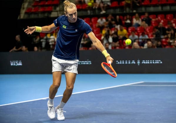 September 19, 2026, Rio De Janeiro, Rio De Janeiro, Brazil: Rafael Matos of Brazil Match action during the 2026 Davis Cup World Group I tie between Brazil and Switzerland, held at the Farmasi Arena in Rio de Janeiro, Brazil. Rio De Janeiro Brazil - ZUMAa293 20260919_zsp_a293_014 Copyright: xRicardoxAmaralx