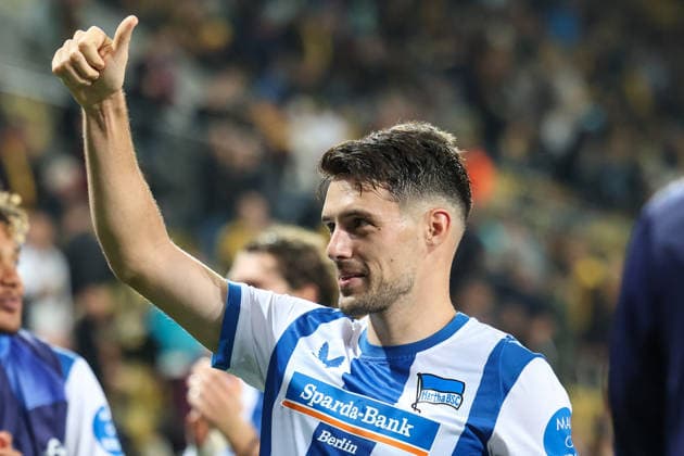 Germany, 2. Bundesliga 2026–2027, Matchday 7, Dynamo Dresden vs. Hertha BSC, Rudolf Harbig Stadium, Dresden: Celebrations following Josip Brekalo s goal for Hertha BSC, 7 Copyright: xLucasxWalterx