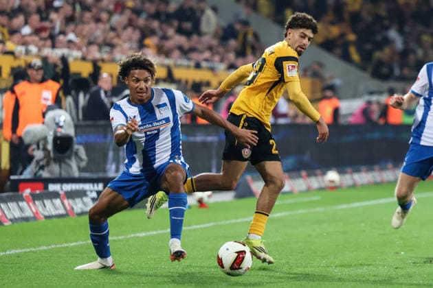 Germany 2. Bundesliga 2026–2027, Matchday 7, Dynamo Dresden vs. Hertha BSC, Rudolf Harbig Stadium, Dresden; Oluwaseun Adewumi (Hertha BSC), 19th player on the field Copyright: xLucasxWalterx