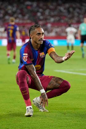 September 19, 2026, Sevilla, Sevilla, Spain: Raphinha of FC Barcelona, Barca celebrates a goal during the Spanish league, LaLiga EA Sports, football match played between Sevilla FC and FC Barcelona at Ramon Sanchez-Pizjuan stadium on September 19, 2026, in Sevilla, Spain. Sevilla Spain - ZUMAa181 20260919_zaa_a181_553 Copyright: xJoaquinxCorcherox