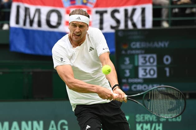 Alexander ZVEREV GER Action, Match 1 Alexander ZVEREV GER Matej DODIC CRO Germany GER Croatia CRO Tennis Davis Cup Qualifiers Round 2 on September 19, 2026, at the Heristo Arena Halle in Westphalia, Germany Â