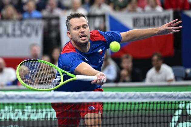 2026 Davis Cup men s team tennis World Championship, WM, Weltmeisterschaft match between the Czech Republic and the United States in Prague, Czech Republic, on September 19, 2026. Tennis doubles match Adam Pavlasek (pictured) and Patrik Rikl of Czech Republic vs. Christian Harrison, Austin Krajicek of USA. USA beats Czechs in Davis Cup qualifier doubles, leads 2-1. (CTKxPhoto MichaelaxRihova) CTKPhotoP2026091904197  CTKPhotoP2026091904197