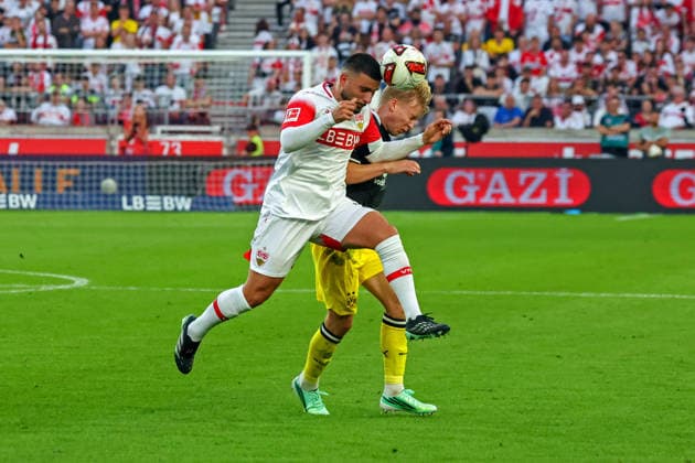 September 26, 2019 VfB Stuttgart vs. Borussia Dortmund Germany, Stuttgart, September 19, 2026, Soccer, Bundesliga, 2026–2027 Season, VfB Stuttgart vs. Borussia Dortmund; from left: Deniz Undav (VfB Stuttgart), Daniel Svensson (Borussia Dortmund)