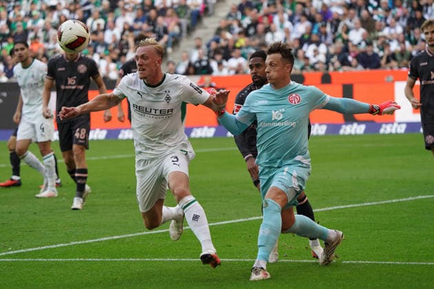 Mönchengladbach Soccer, 2026–2027 Bundesliga Season: Borussia Mönchengladbach vs. 1. FSV Mainz 05, September 19, 2026, Borussia Park, Mönchengladbach; Isak Lidberg; Borussia Mönchengladbach; Alexander Schwolow; FSV Mainz 05