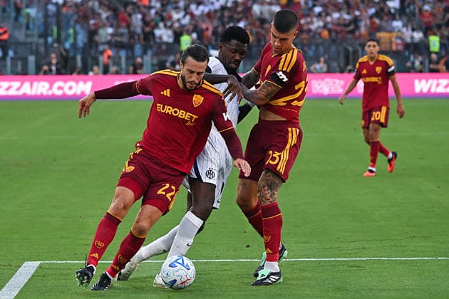 Soccer, Serie A match , Roma v Inter Mario Hermoso of Roma,Marcus Thuram of Inter,Gianluca Mancini of Roma during the Serie A match between Roma v Inter at Olympic stadium. Rome (Italy), September 19h, 2026 Imago-Images Emmefoto Copyright: xImago-Images Emmefotox