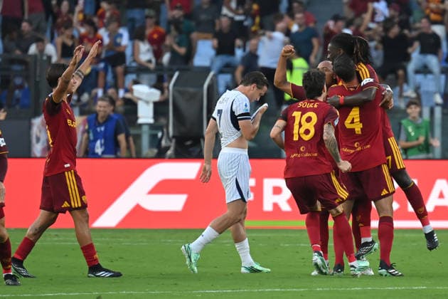 Soccer, Serie A match , Roma v Inter Manu Kone of Roma celebrates scoring his goal during the Serie A match between Roma v Inter at Olympic stadium. Rome (Italy), September 19h, 2026 Imago-Images Emmefoto Copyright: xImago-Images Emmefotox