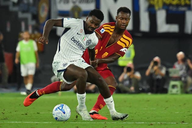 Soccer, Serie A match , Roma v Inter Marcus Thuram of Inter,Evan Ndicka of Roma during the Serie A match between Roma v Inter at Olympic stadium. Rome (Italy), September 19h, 2026 Imago-Images Emmefoto Copyright: xImago-Images Emmefotox