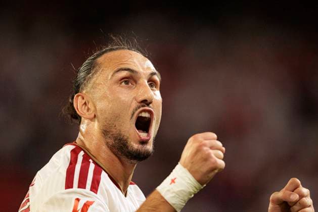 September 19, 2026, Seville, Spain: Giorgi Kochorashvili (Sevilla FC) seen in action celebrating after goal during LaLiga EA SPORTS 2026 2027 game between teams of Sevilla FC and FC Barcelona, Barca Seville Spain - ZUMAs197 20260919_aaa_s197_287 Copyright: xMaciejxRogowskix