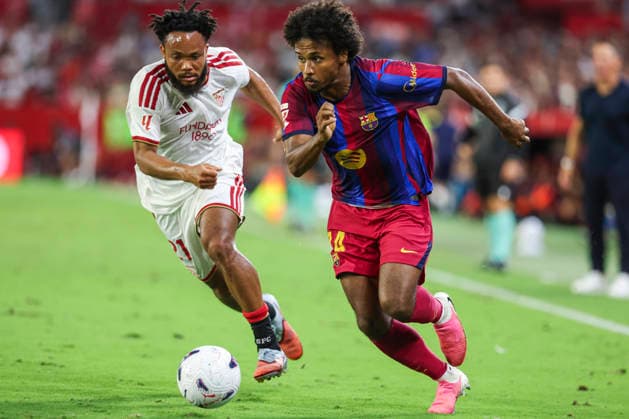 September 19, 2026, Sevilla, Sevilla, Spain: Chidera Ejuke of Sevilla FC and Karim Adeyemi of FC Barcelona, Barca in action during the Spanish league, LaLiga EA Sports, football match played between Sevilla FC and FC Barcelona at Ramon Sanchez-Pizjuan stadium on September 19, 2026, in Sevilla, Spain. Sevilla Spain - ZUMAa181 20260919_zaa_a181_653 Copyright: xIrinaxR.xHipolitox