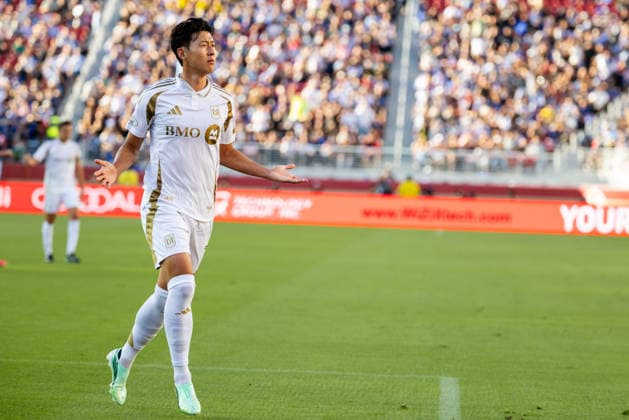 SANTA CLARA, CA - SEPTEMBER 19: Son Heung-Min 7 of the Los Angeles Football Club celebrates a goal in the first half of an MLS, Fussball Herren, USA match against the San Jose Earthquakes on September 19, 2026 at Levi s Stadium in Santa Clara, CA. (Photo by Matthew Huang Icon Sportswire) SOCCER: SEP 19 MLS San Jose Earthquakes vs Los Angeles Football Club EDITORIAL USE ONLY Icon260919008