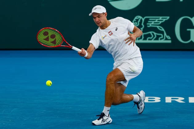 TENNIS DAVIS CUP AUSTRALIA POLAND, Kamil Majchrzak of Poland plays a forehand during the Davis Cup match between Australia and Poland at Pat Rafter Arena in Brisbane, Sunday, September 20, 2026. ( NO ARCHIVING, EDITORIAL USE ONLY  Copyright: xRUSSELLxFREEMANx 20260920160714259824