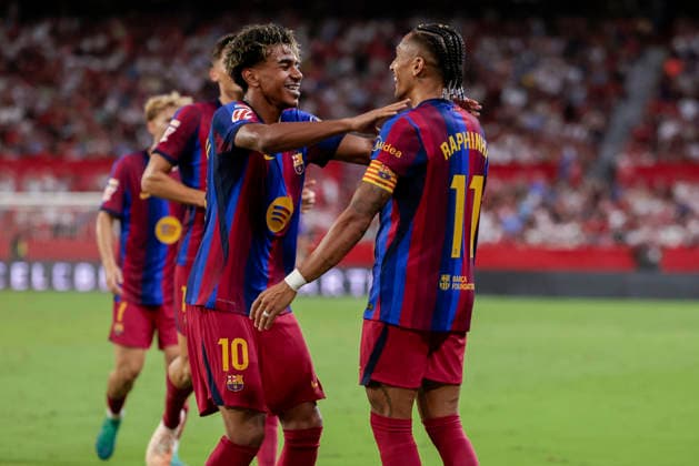 Sevilla FC v FC Barcelona, Barca - LaLiga EA Sports 2026 27 Raphinha Dias Belloli of FC Barcelona celebrates a goal during the La Liga EA Sports match between Sevilla FC and FC Barcelona at Ramon Sanchez Pizjuan in Seville, Spain, on September 19, 2026. Seville Spain  Copyright: xJosexLuisxContrerasx originalFilename:joseluiscontreras-sevillaf260919_np3RC.jpg