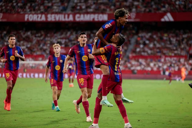 Sevilla FC v FC Barcelona, Barca - LaLiga EA Sports 2026 27 Raphinha Dias Belloli of FC Barcelona celebrates a goal during the La Liga EA Sports match between Sevilla FC and FC Barcelona at Ramon Sanchez Pizjuan in Seville, Spain, on September 19, 2026. Seville Spain  Copyright: xJosexLuisxContrerasx originalFilename:joseluiscontreras-sevillaf260919_npUkD.jpg