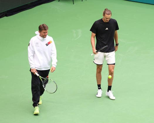Alexander Zverev (GER), Michael Kohlmann, Davis Cup Captain, Davis Cup: Germany vs. Croatia, Heristo Arena, Halle, Westphalia, Germany; Tennis Davis Cup 2026, Heristo Arena, Halle, North Rhine-Westphalia, Germany, September 20, 2026 Copyright: xJuergenxHasenkopfx