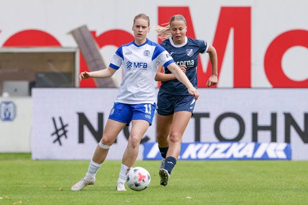 From left: Lotte Masseling (SV Meppen, 11) and Sophia Gerber (SC Sand, 18) in a one-on-one battle, duel, dynamic moment, action, game scene, DFB REGULATIONS PROHIBIT ANY USE OF PHOTOGRAPHS AS SEQUENCE IMAGES AND OR VIDEO-LIKE PHOTO SERIES DFB REGULATIONS PROHIBIT ANY USE OF PHOTOGRAPHS AS SEQUENCE, September 20, 2026, Meppen, Germany, soccer, Women’s Bundesliga 2, SV Meppen vs. SC Sand xobx