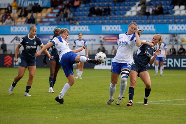 September 20, 2026, Hänsch Arena, Meppen, GER, Women s Soccer, 2. Bundesliga: SV Meppen vs. SC Sand, Anncharlotte Hampel (SV Meppen 4) and Sarah Hagg (SV Meppen 12). DFL regulations prohibit any use of photographs as image sequences and or quasi-video. Meppen, Lower Saxony, Hänsch Arena