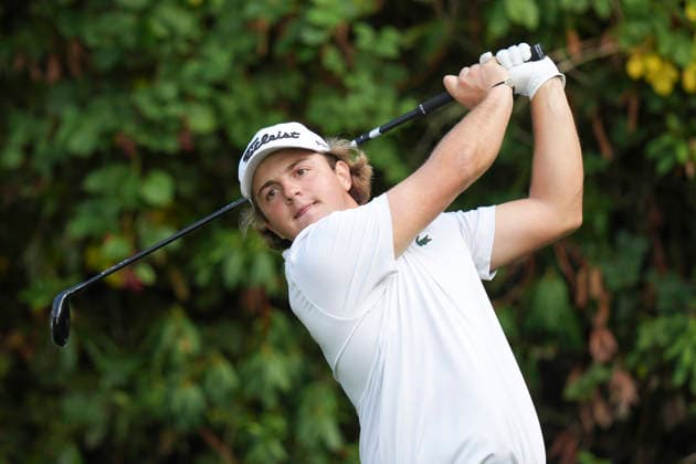 VIRGINIA WATER, ENGLAND - SEPTEMBER 20: Oihan Guillamondeguy (FRA) plays from the 7th tee during Round 4 at the BMW PGA, Golf Herren Championship at Wentworth Golf Club, Virginia Water on September 20, 2026 in Surrey, England The BMW PGA Championship