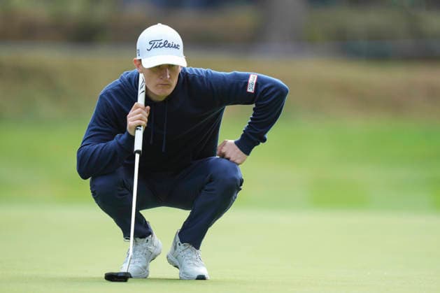 VIRGINIA WATER, ENGLAND - SEPTEMBER 20: Marcus Kinhult (SWE) lines up a putt on the sixth green during Round 4 at the BMW PGA, Golf Herren Championship at Wentworth Golf Club, Virginia Water on September 20, 2026 in Surrey, England The BMW PGA Championship