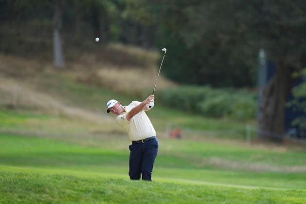VIRGINIA WATER, ENGLAND - SEPTEMBER 20: Sepp Straka (AUT) plays from the sixth fairway during Round 4 at the BMW PGA, Golf Herren Championship at Wentworth Golf Club, Virginia Water on September 20, 2026 in Surrey, England The BMW PGA Championship
