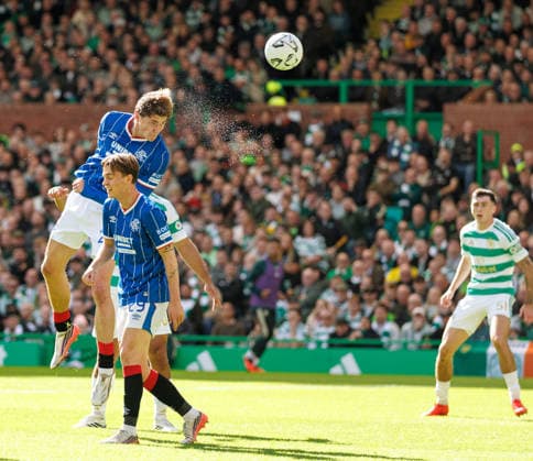 20.09.2026 Celtic v Rangers: Ryan Naderi of Rangers with a header on goal saved  Copyright: xWilliexVassx NINTCHDBPICT001109853824