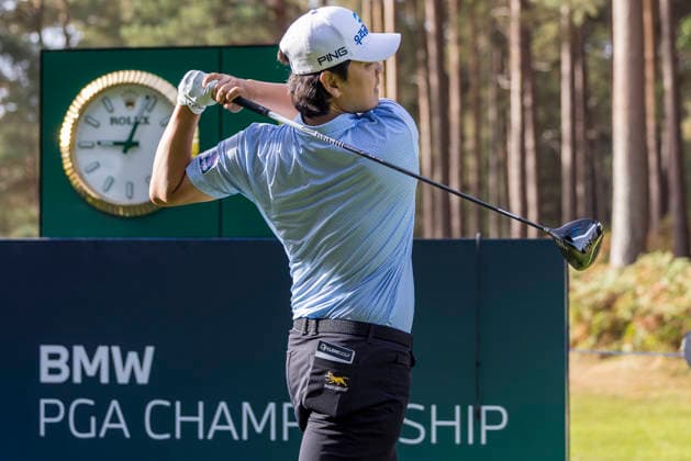 Golf - DP World Tour (European Tour) ˜Rolex Series™ - 2026 BMW PGA, Golf Herren Championship - Final Round - West Course, Wentworth Club - Sunday 20th September 2026 Junghwan Lee (KOR) plays his tee shot from the 12th tee COLORSPORT DANIEL BEARHAM  cspDB_BMWPGA_R4_200926_