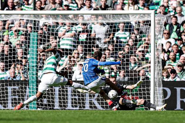 Celtic v Rangers William Hill Premiership Ryan Naderi of Rangers scores his sides first goal of the match during the William Hill Premiership match at Celtic Park, Glasgow 20 09 2026 UK Newspapers OUT Copyright: xJamiexJohnstonx FIL-23976-0070