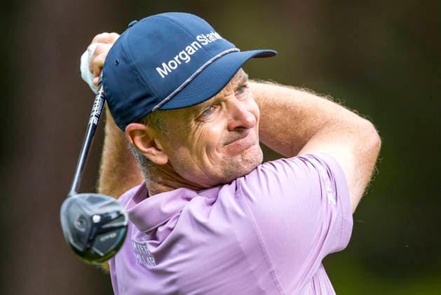 Golf - DP World Tour (European Tour) ˜Rolex Series™ - 2026 BMW PGA, Golf Herren Championship - Final Round - West Course, Wentworth Club - Sunday 20th September 2026 Justin Rose (ENG) drives from the 8th tee COLORSPORT DANIEL BEARHAM  cspDB_BMWPGA_R4_200926_