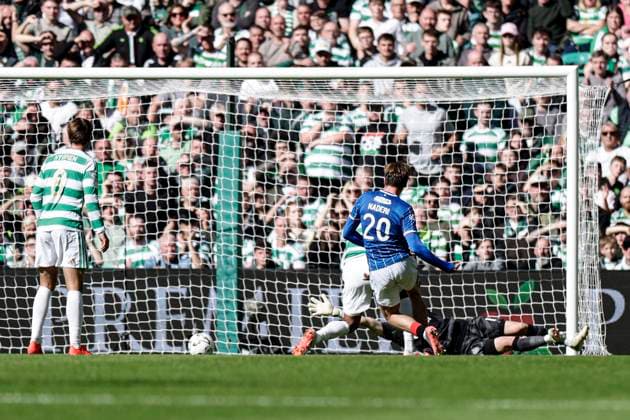 Celtic v Rangers William Hill Premiership Ryan Naderi of Rangers scores his sides first goal of the match during the William Hill Premiership match at Celtic Park, Glasgow 20 09 2026 UK Newspapers OUT Copyright: xJamiexJohnstonx FIL-23976-0072
