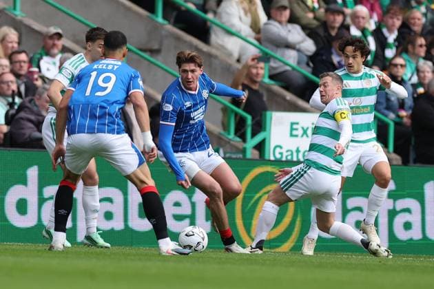Ryan Naderi of Rangers and Celtic captain Callum McGregor during the William Hill Scottish Premiership match at Parkhead, Glasgow. Celtic v Rangers - William Hill Scottish Premiership - Parkhead, Glasgow, Lanarkshire, Scotland, UK - 20 Sep 2026Glasgow Parkhead Lanarkshire United Kingdom  Copyright: xO Rourke RangersxFC Shutterstockx 17159973as