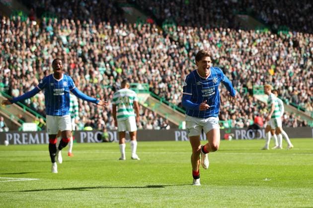 Ryan Naderi of Rangers celebrates his goal during the William Hill Scottish Premiership match at Parkhead, Glasgow. Celtic v Rangers - William Hill Scottish Premiership - Parkhead, Glasgow, Lanarkshire, Scotland, UK - 20 Sep 2026Glasgow Parkhead Lanarkshire United Kingdom  Copyright: xO Rourke RangersxFC Shutterstockx 17159973aw