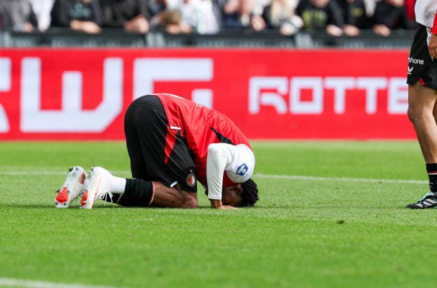 2026-09-20 Feyenoord v FC Utrecht - Dutch Eredivisie ROTTERDAM, NETHERLANDS - SEPTEMBER 20: Gaoussou Diarra of Feyenoord celebrates after scoring the fifth goal of the team during the Dutch Eredivisie match between Feyenoord and FC Utrecht at Stadion Feijenoord on September 20, 2026 in Rotterdam, Netherlands. Rotterdam Stadion Feijenoord Netherlands Content not available for redistribution in The Netherlands directly or indirectly through any third parties. Copyright: xHansxvanxderxValkx