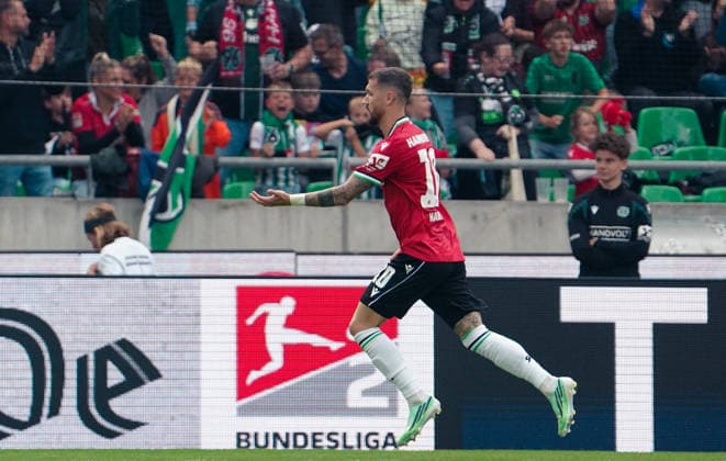 Germany Soccer 2. Bundesliga 2026–2027, Matchday 6: Hannover 96 vs. VfL Bochum at Heinz von Heiden Arena Stadium in Hannover—goal and goal celebration for Marcel Hartel of Hannover 96, 10 Copyright: xAymanxAlahmedx