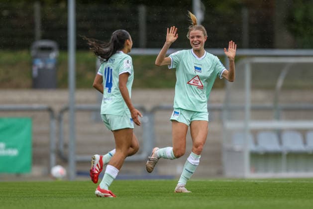 GER, Frankfurt, Eintracht Frankfurt II vs. Hertha BSC Berlin, Women s Bundesliga 2, Soccer, DFB, 2026–2027 Season, Stadion am Brentanobad, Matchday 7 in pictures: Sari Saeland, Hertha BSC Women s Team 14, Goal, Celebration and Joy, Emotions, 0–1 DFB DFL REGULATIONS PROHIBIT ANY USE OF PHOTOGRAPHS AS IMAGE SEQUENCES AND OR QUASI-VIDEO, September 20, 2026 Copyright: HMBxMedia HendrikxHamelau