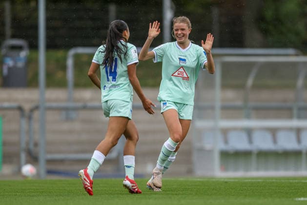 GER, Frankfurt, Eintracht Frankfurt II vs. Hertha BSC Berlin, Women s Bundesliga 2, Soccer, DFB, 2026–2027 Season, Stadion am Brentanobad, Matchday 7 in pictures: Sari Saeland, Hertha BSC Women s Team 14, Goal, Celebration and Joy, Emotions, 0–1 DFB DFL REGULATIONS PROHIBIT ANY USE OF PHOTOGRAPHS AS IMAGE SEQUENCES AND OR QUASI-VIDEO, September 20, 2026 Copyright: HMBxMedia HendrikxHamelau