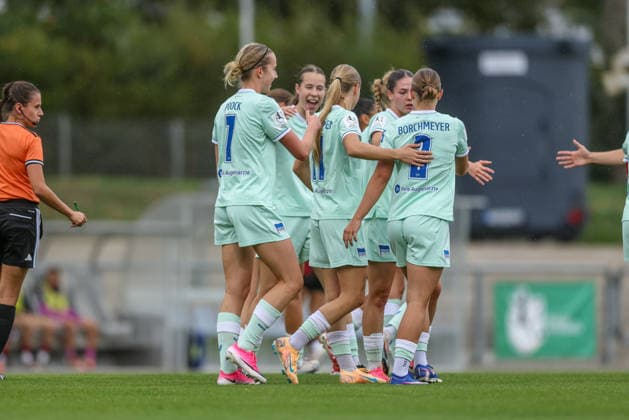 GER, Frankfurt, Eintracht Frankfurt II vs. Hertha BSC Berlin, Women s Bundesliga 2, Soccer, DFB, 2026–2027 Season, Stadion am Brentanobad, Matchday 7: Photo of Elfie Wellhausen (Hertha BSC Women s Team No. 11), Goal, Celebration and Joy, Emotions. DFB and DFL regulations prohibit any use of photographs as image sequences and or quasi-video. September 20, 2026 Copyright: HMBxMedia HendrikxHamelau