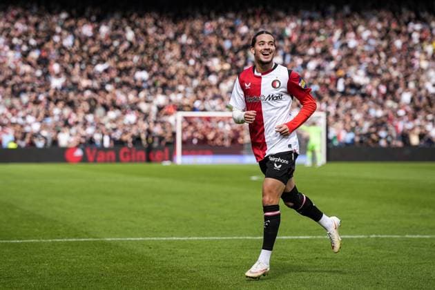 ROTTERDAM - Anis Hadj Moussa of Feyenoord celebrates the 3-0 during the Dutch Eredivisie match between Feyenoord and FC Utrecht at Feyenoord stadium De Kuip on September 20, 2026, in Rotterdam, the Netherlands. TOBIAS KLEUVER ANP Eredivisie 2026 27 xVIxANPxSportx xxANPxIVx 569393334 originalFilename: 569393334.jpg