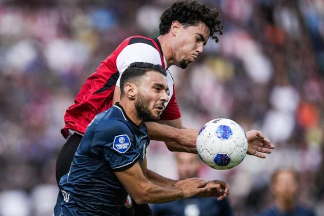 ROTTERDAM - (lr) Nikolaos Panagiotou of FC Utrecht, Nacho Ferri of Feyenoord during the Dutch Eredivisie match between Feyenoord and FC Utrecht at Feyenoord stadium De Kuip on 20 September 2026 in Rotterdam, the Netherlands. TOBIAS KLEUVER ANP Eredivisie 2026 27 xVIxANPxSportx xxANPxIVx 569393378 originalFilename: 569393378.jpg