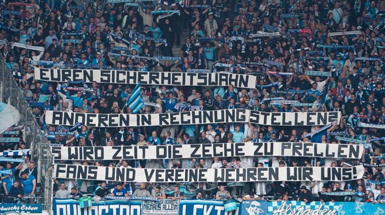 Germany Soccer 2. Bundesliga 2026–2027, Matchday 6: Hannover 96 vs. VfL Bochum at Heinz von Heiden Arena Stadium in Hannover—spectators, fans, stands, choreography, fan choreography, VfL Bochum fans Copyright: xAymanxAlahmedx