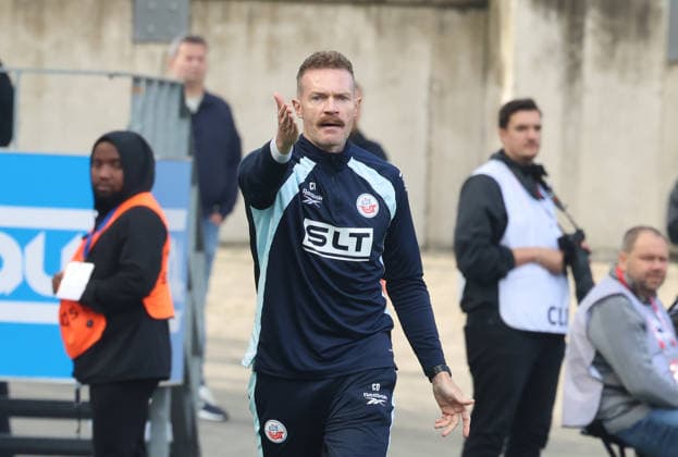 Rot-Weiss Essen vs. FC Hansa Rostock, Essen, September 20, 2026, Soccer, 3rd Division, Rot-Weiss Essen vs. FC Hansa Rostock, Yannic Thiel (Coach, FC Hansa Rostock), Stadion an der Hafenstr., North Rhine-Westphalia, Germany