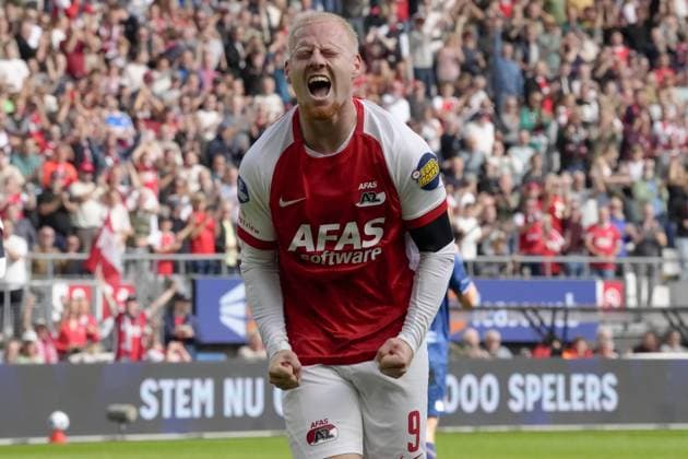 ALKMAAR , 20-09-2026 , AFAS Stadion , season 2026 2027 , Dutch Eredivisie football , match between AZ and Telstar , Picture shows AZ player Mexx Meerdink scores 1-0 for AZ AZ - Telstar  x207317242x Copyright: