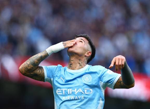 Enzo Fernandez of Manchester City celebrates scoring the opening goal Manchester City v Sunderland, Premier League, Football, Etihad Stadium, Manchester, UK - 20 Sep 2026Manchester Etihad Stadium United Kingdom EDITORIAL USE ONLY No use with unauthorised audio, video, data, fixture lists, club league logos or live services. Online in-match use limited to 120 images, no video emulation. No use in betting, games or single club league player publications. Copyright: xMattxWest Shutterstockx 17160119o
