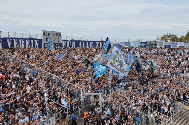 Soccer, Men s, Bavarian Regional League, 2026–2027 Season, TSV 1860 Munich vs. FC Nuremberg II, Grünwalder Stadium fans, TSV 1860 Munich ultras in the Westkurve