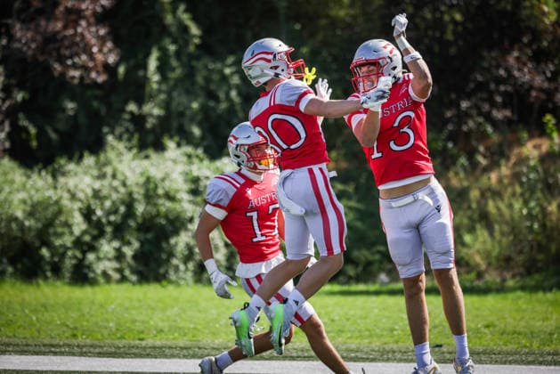 AMERICAN FOOTBALL - U19 European Championship, EM, Europameisterschaft VIENNA,AUSTRIA,20.SEP.26 - AMERICAN FOOTBALL - IFAF Men s U19 European Championships, Austria vs Czech Republic. Image shows the rejoicing of AUT.  GEPAxpictures xDavidxBitzan
